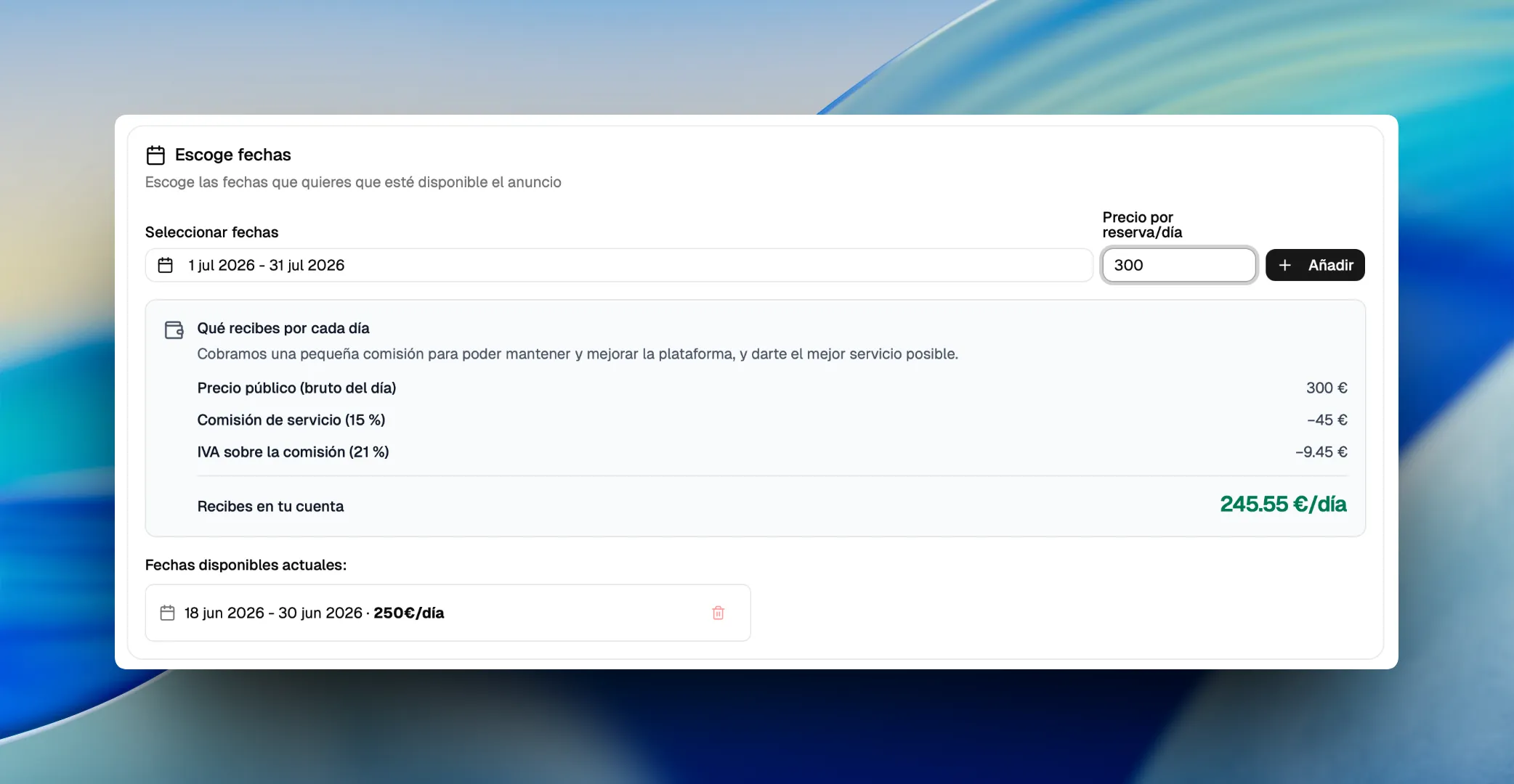 Simulador de ganancia neta al configurar el precio